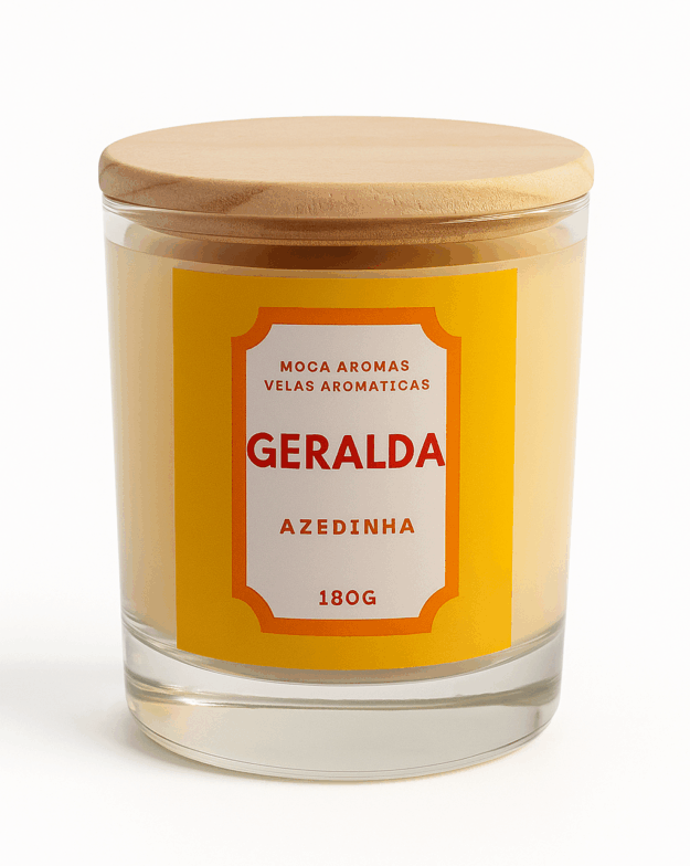 Geralda MOÇA AROMAS - Vela Aromática perfumada 180G. CÍTRICO DIVERTIDO. Cera 100% vegetal, essências livres de ftalatos e parabenos, pavio 100% algodão.