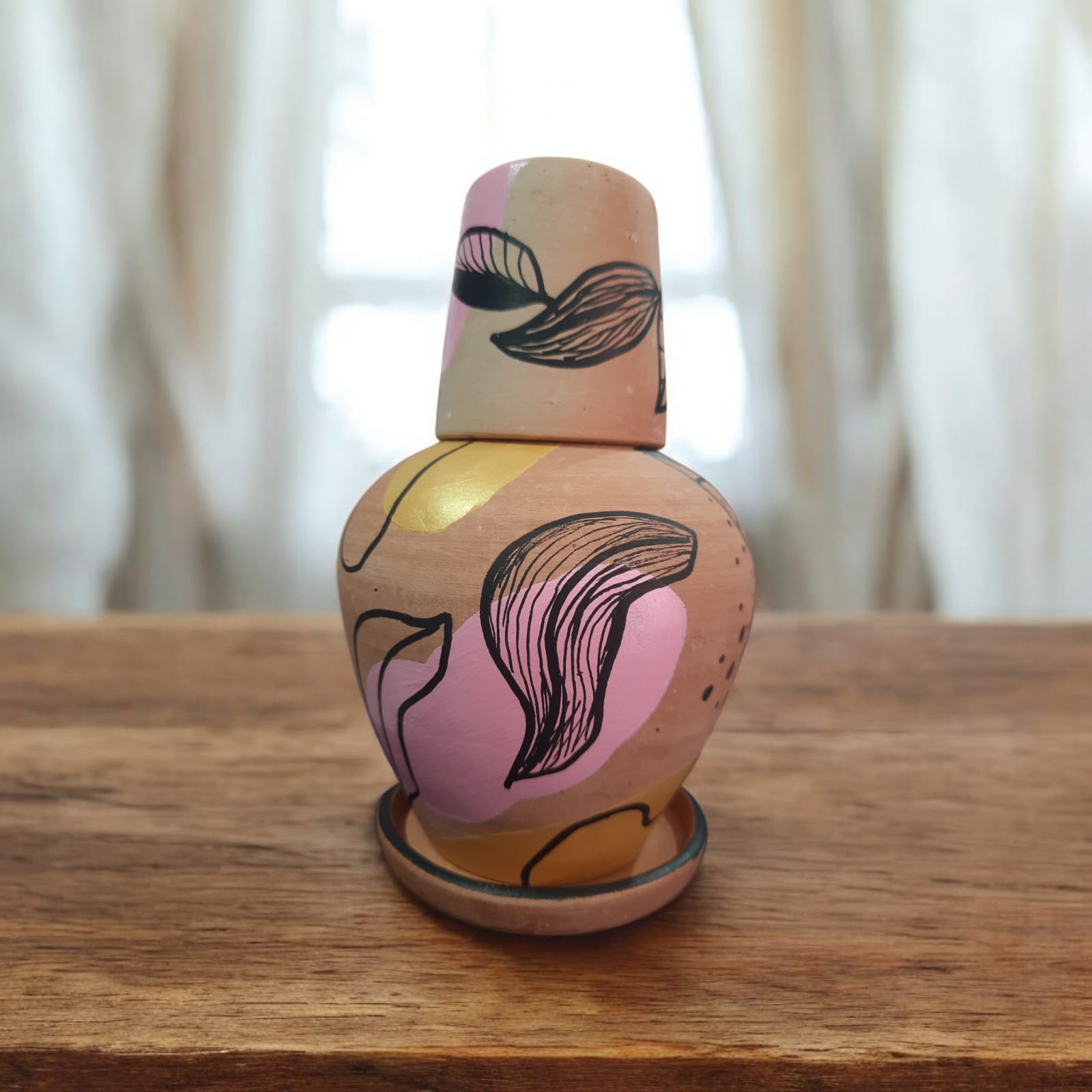 Moringa de Barro - Pintada à Mão - 1 Litro - Imagem 3