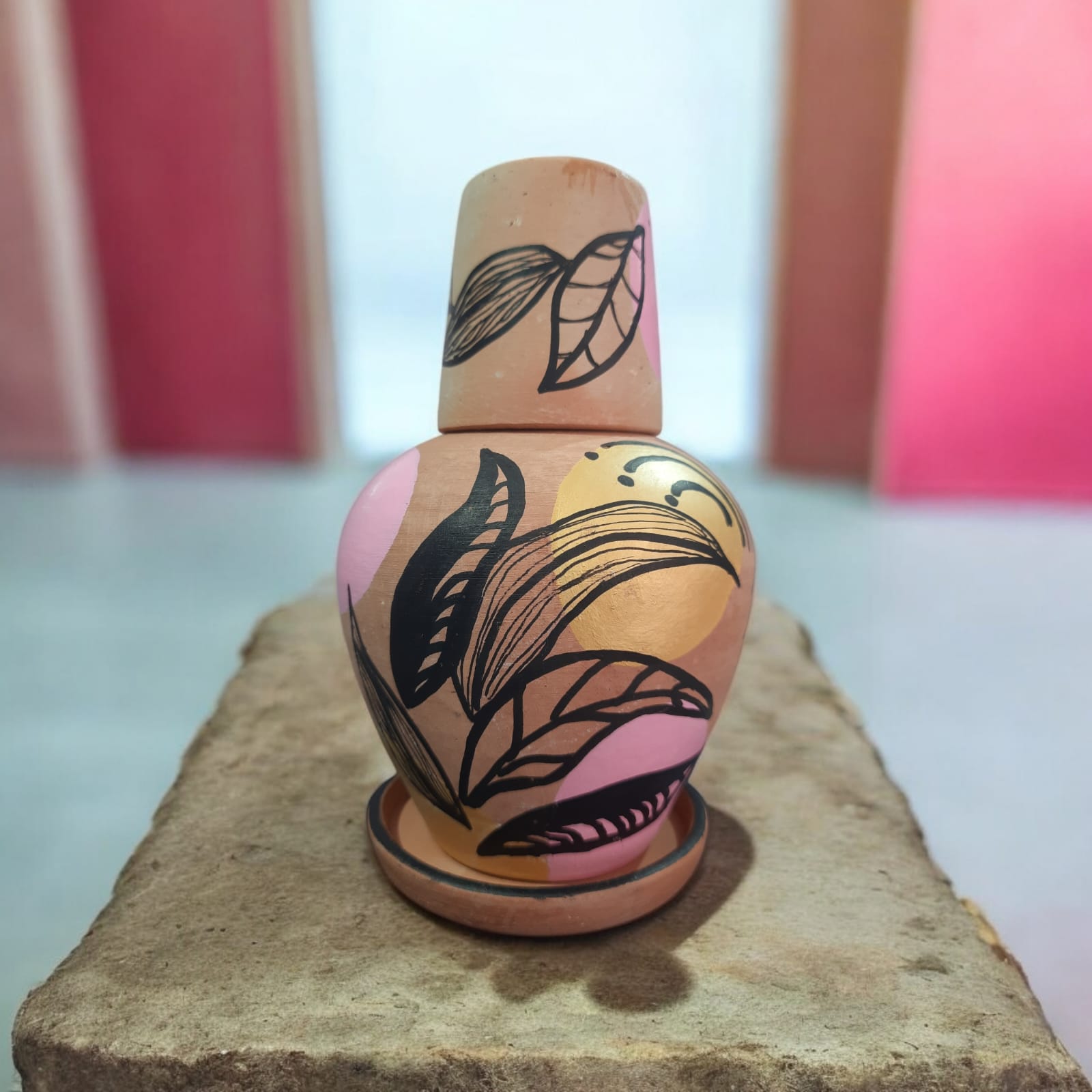 Moringa de Barro - Pintada à Mão - 1 Litro - Imagem 2